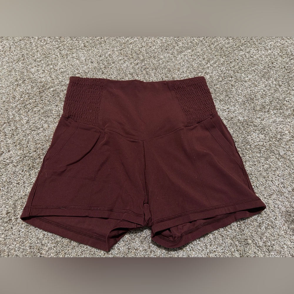 Aerie High Waist Burgundy Shorts